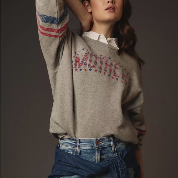 MOTHER The Drop Square Sweatshirt Mother Stars Size XS - Picture 2 of 14